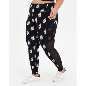 WICKING ACTIVE LEGGING - FLAMING SKULL BLACK